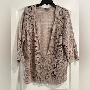 NWOT, Chicos size 2, woven lace open cardigan